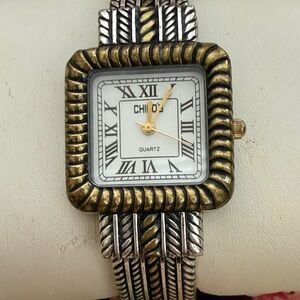 Chico’s Two Tone Western Style Cuff Bangle Watch